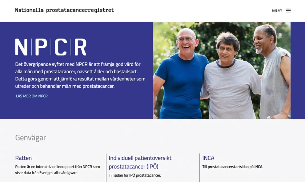 Bild på Nationella prostatacancerregistrets hemsida www.npcr.se